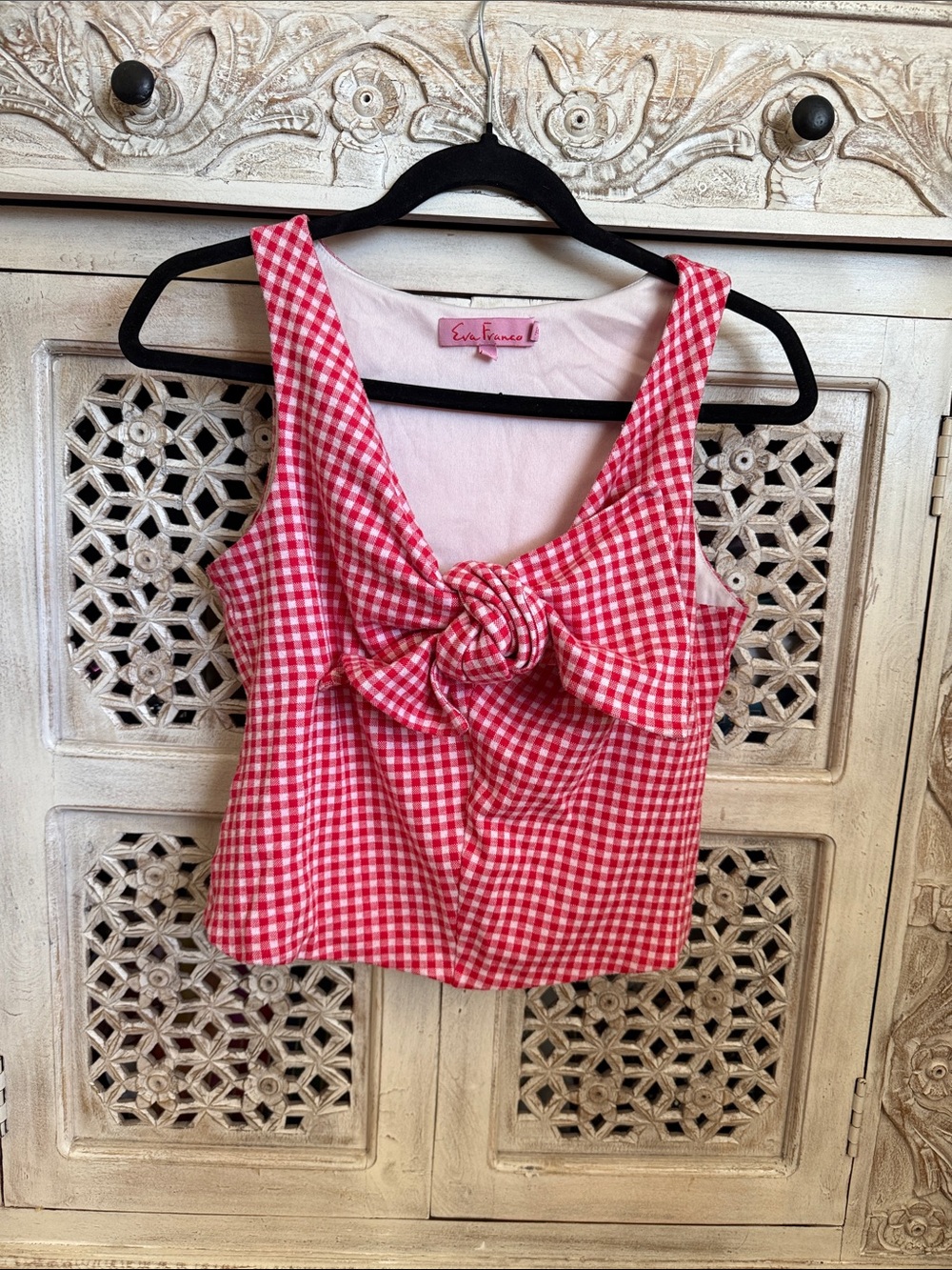 Eva Franco Red Gingham Knot-Front Too